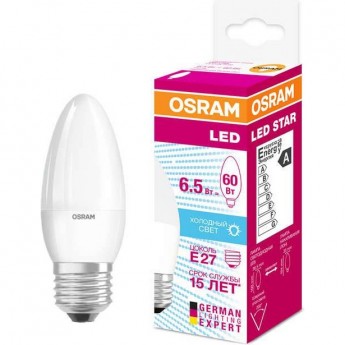 Лампа светодиодная LED OSRAM STAR Classic B 60 6.5W/840 4000К E27 550лм 220-240В